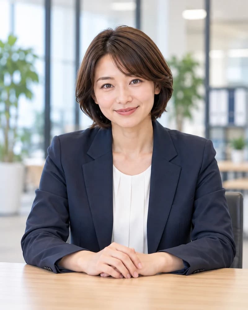 オフィスで微笑む専門家のイメージ